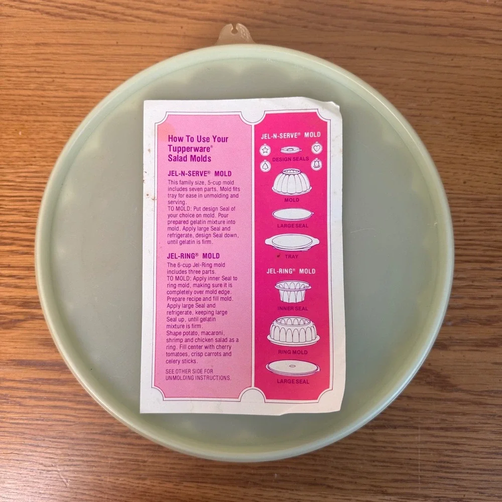 Vintage Tupperware Jel-Ring‎ Jello Mold 621 Mint Green 3 Piece Set Made in USA